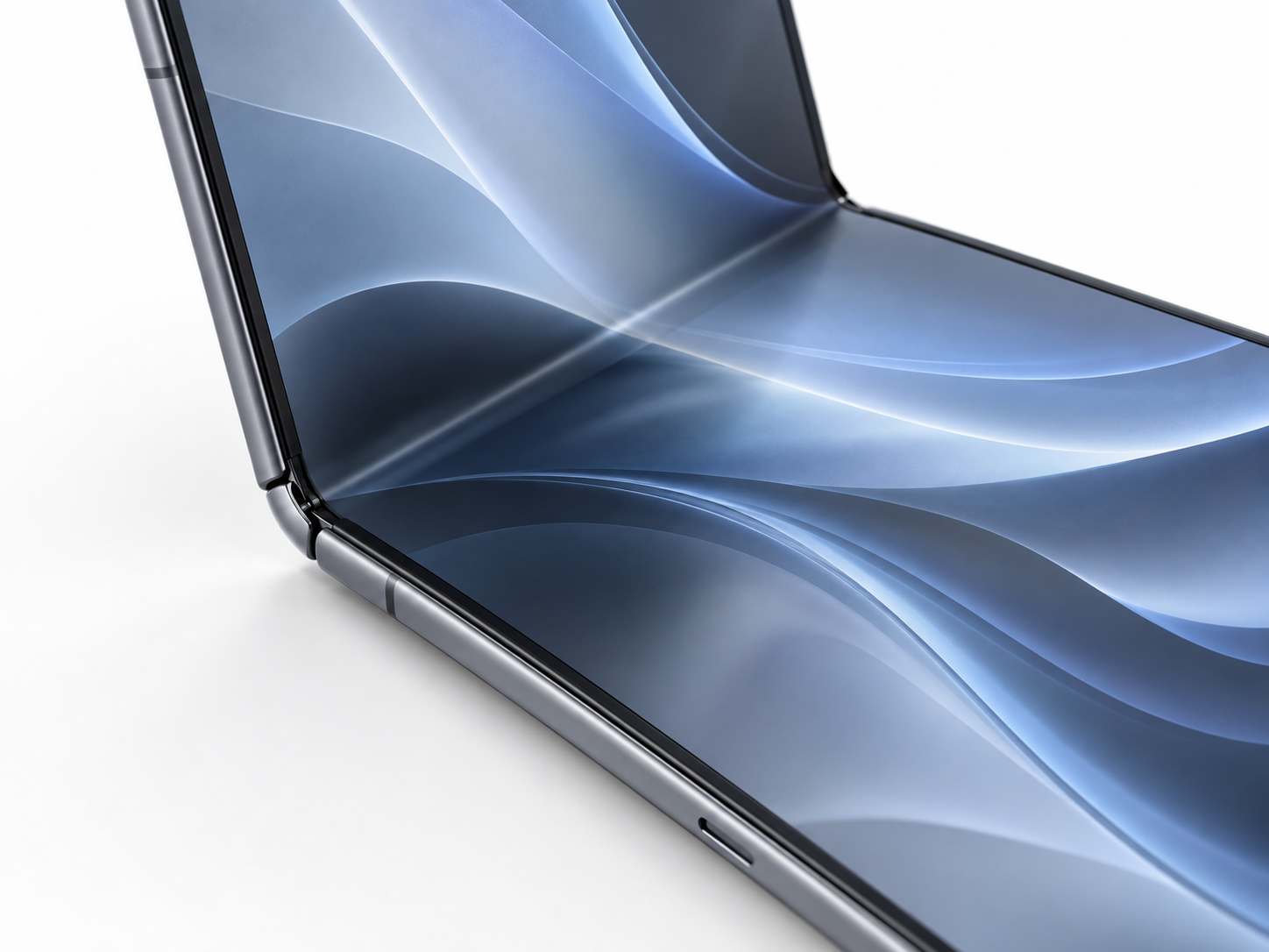 Close-up of a foldable display and its transition