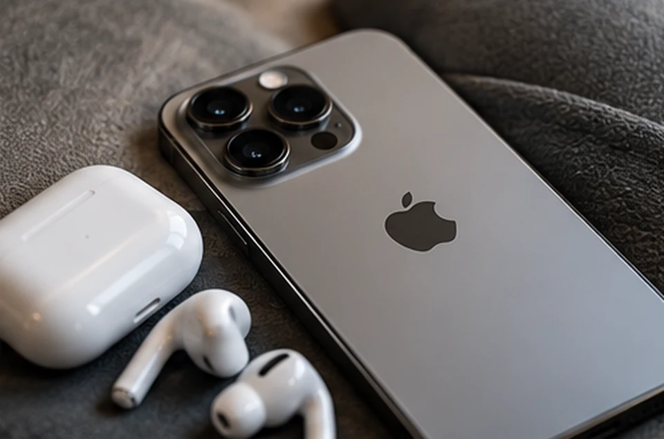 Redaktionelles Bild: Smartphone und Audio-Zubehör