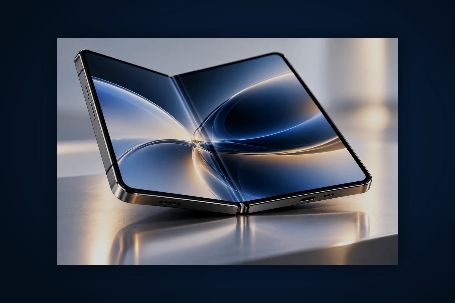 Editorial visualisation of an unfolded folding smartphone